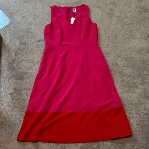 Anne Klein Vibrant Pink and Red Midi Dress
